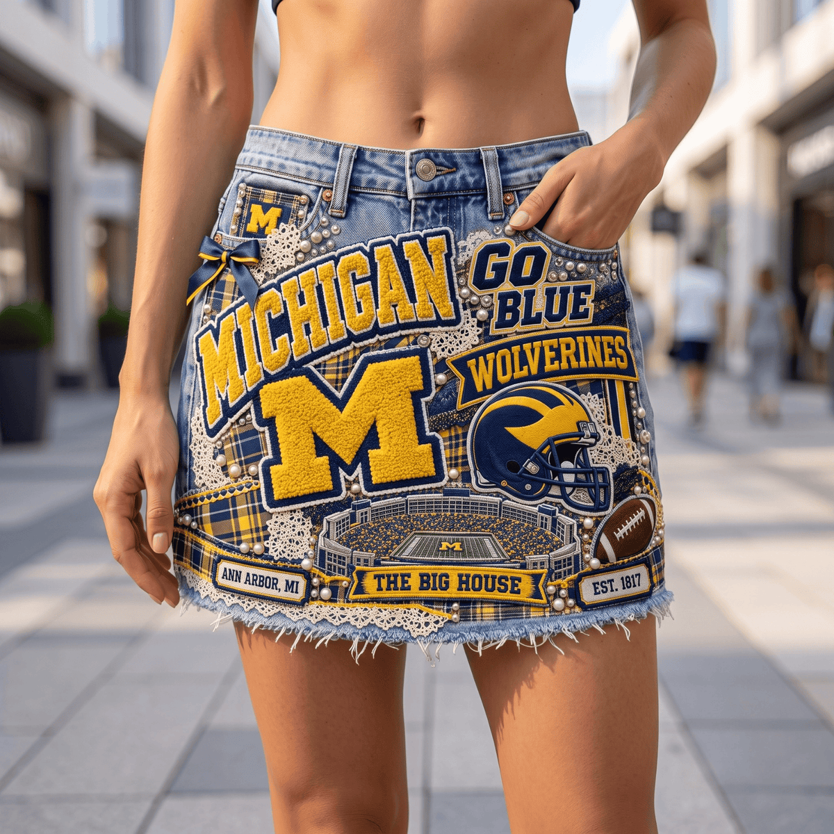 MWR Embellished Denim Skirt NTKO