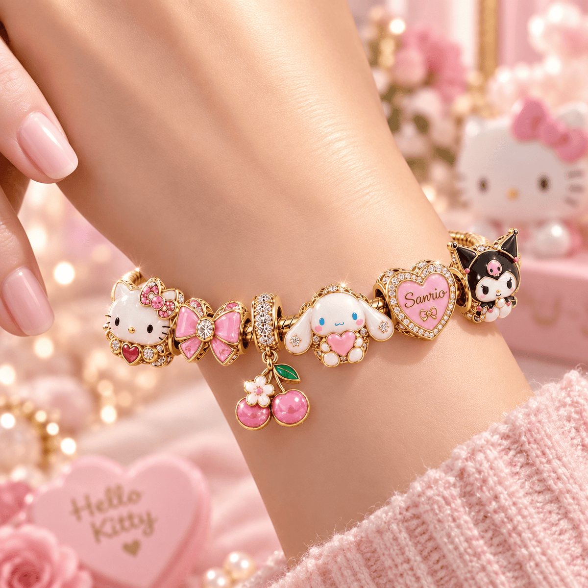 SRIO Gold Charm Bracelet Set VTH