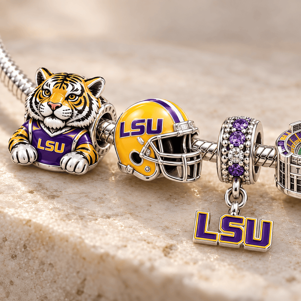 LSU Silver Charm Bracelet Set PTKL