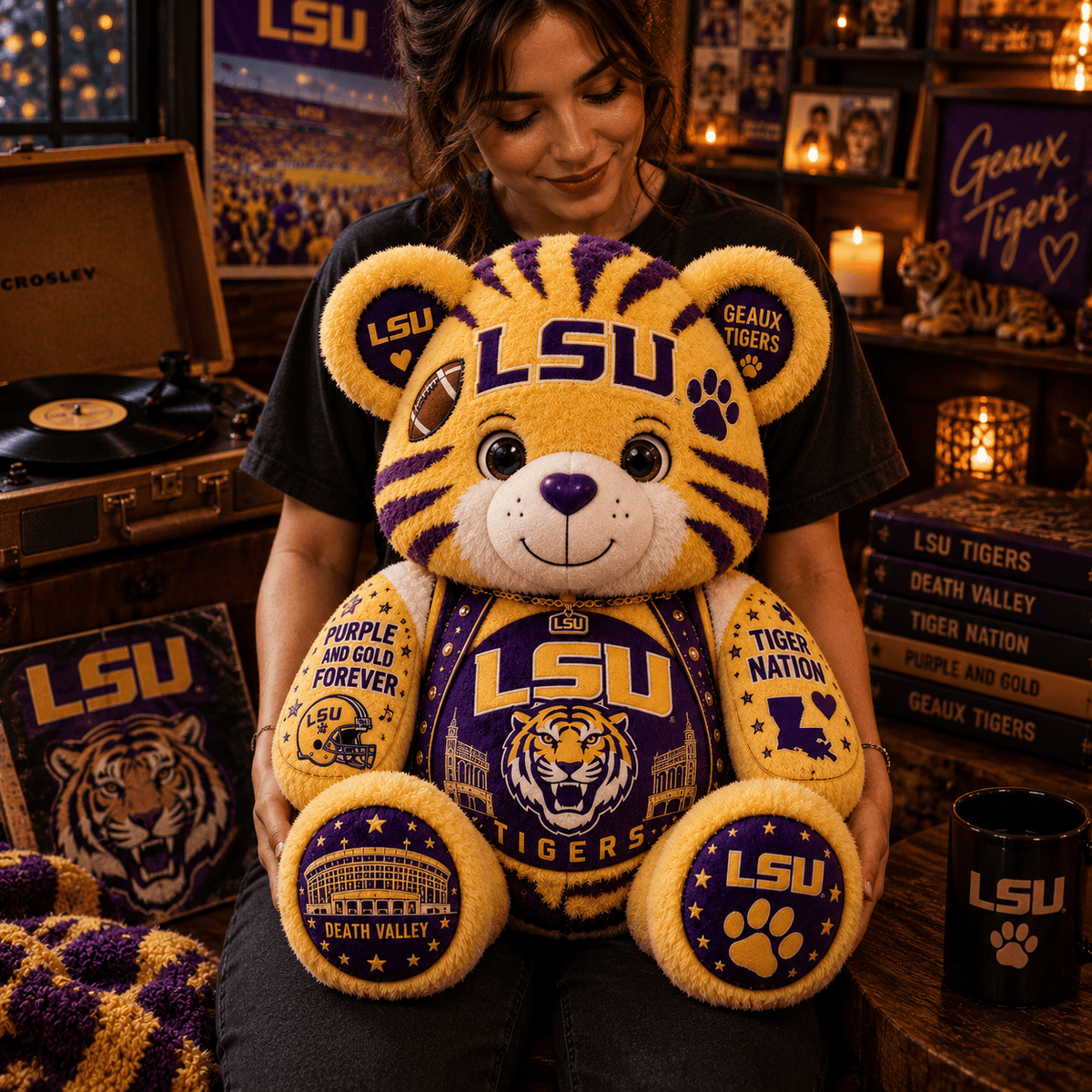LSU Bear Custom Shaped Pillow