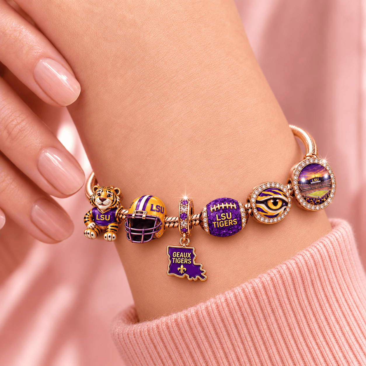 LSUT Rose Gold Charm Bracelet Set TMH